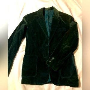 Vintage Deep Green Velveteen Jacket Blazer by Peddlers II Size 9/10